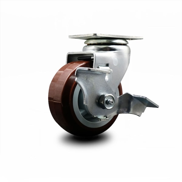 4 Inch Poly on Polyolefin Swivel Caster with Ball Bearing and Brake SCC